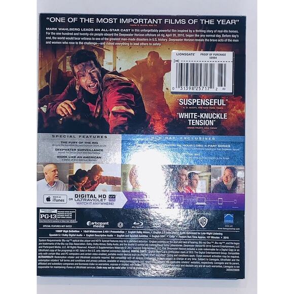 Deepwater Horizon Blu-ray + DVD + Digital HD Mark Wahlberg Kurt Russell GUC - Picture 11 of 11